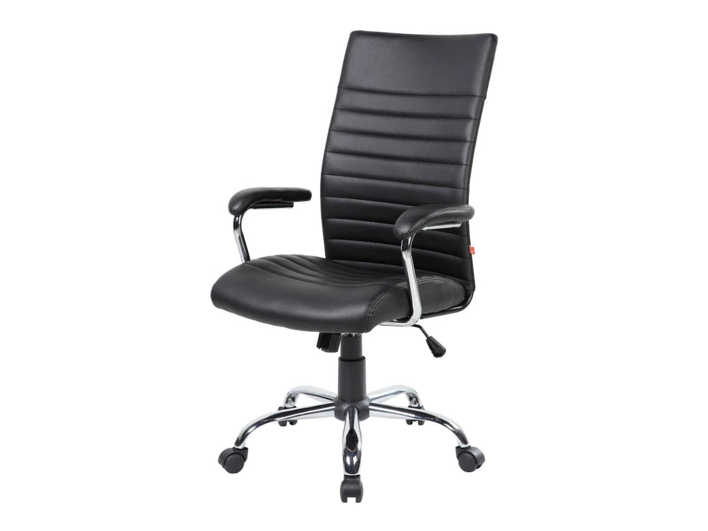 Sedia da ufficio Basciano, Poltrona presidenziale con braccioli, Sedia ergonomica da ufficio, 63x65h108/118 cm, Nero