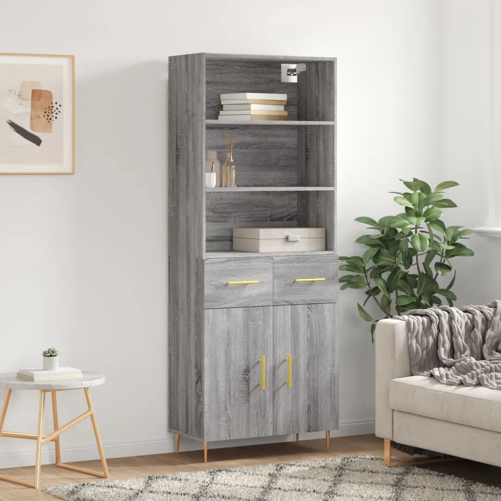 Credenza-Buffet-Armadio da cucina Grigio Sonoma 69,5x34x180 cm in Legno Multistrato 600732
