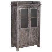 Vetrina 2 ante in legno finitura anticata artigianale 74x41x128