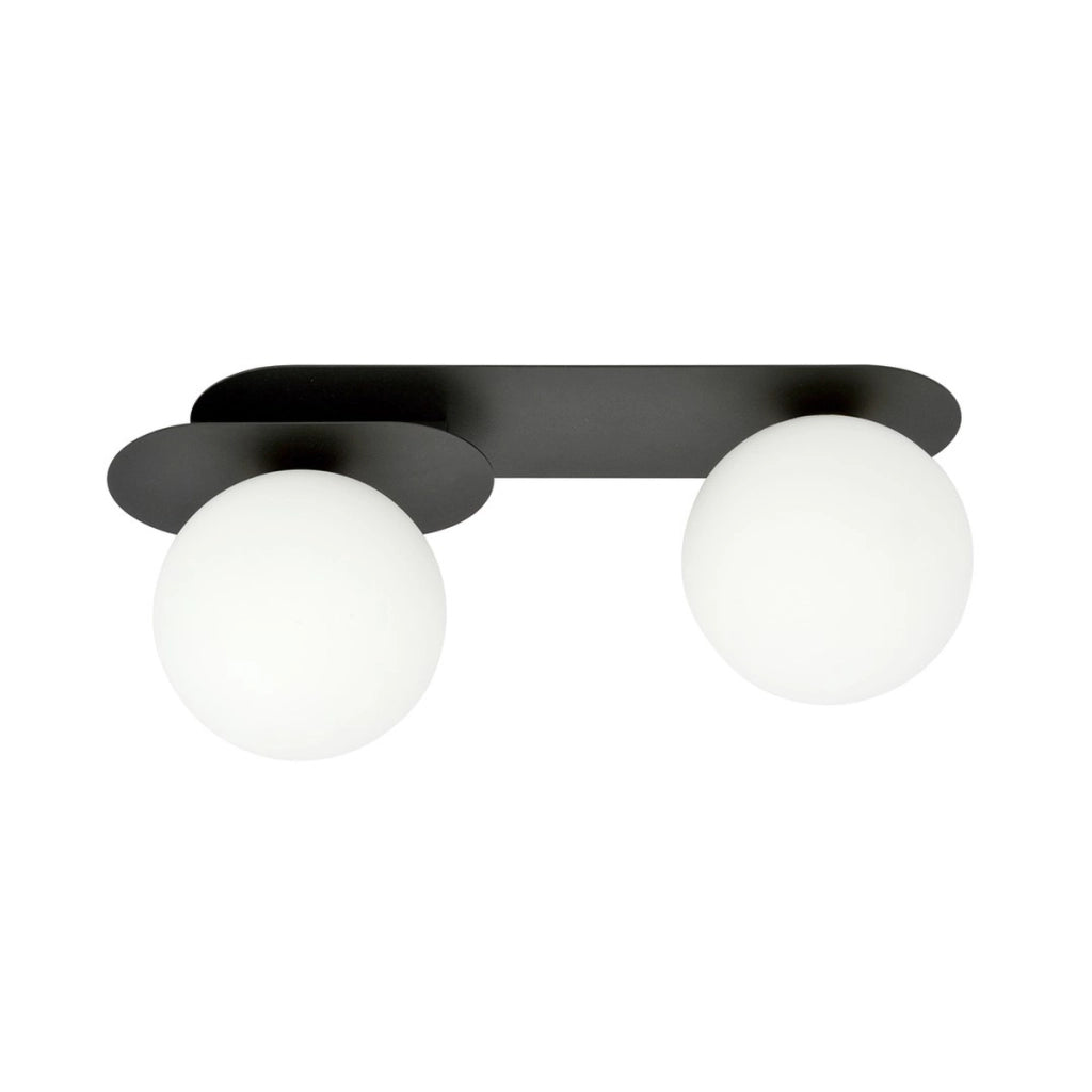 Lampada da soffitto PLAZA in acciaio nero e vetro opale