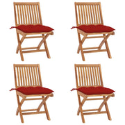 Sedie da Giardino Pieghevoli con Cuscini 4 pz Massello di Teak cod mxl 67236