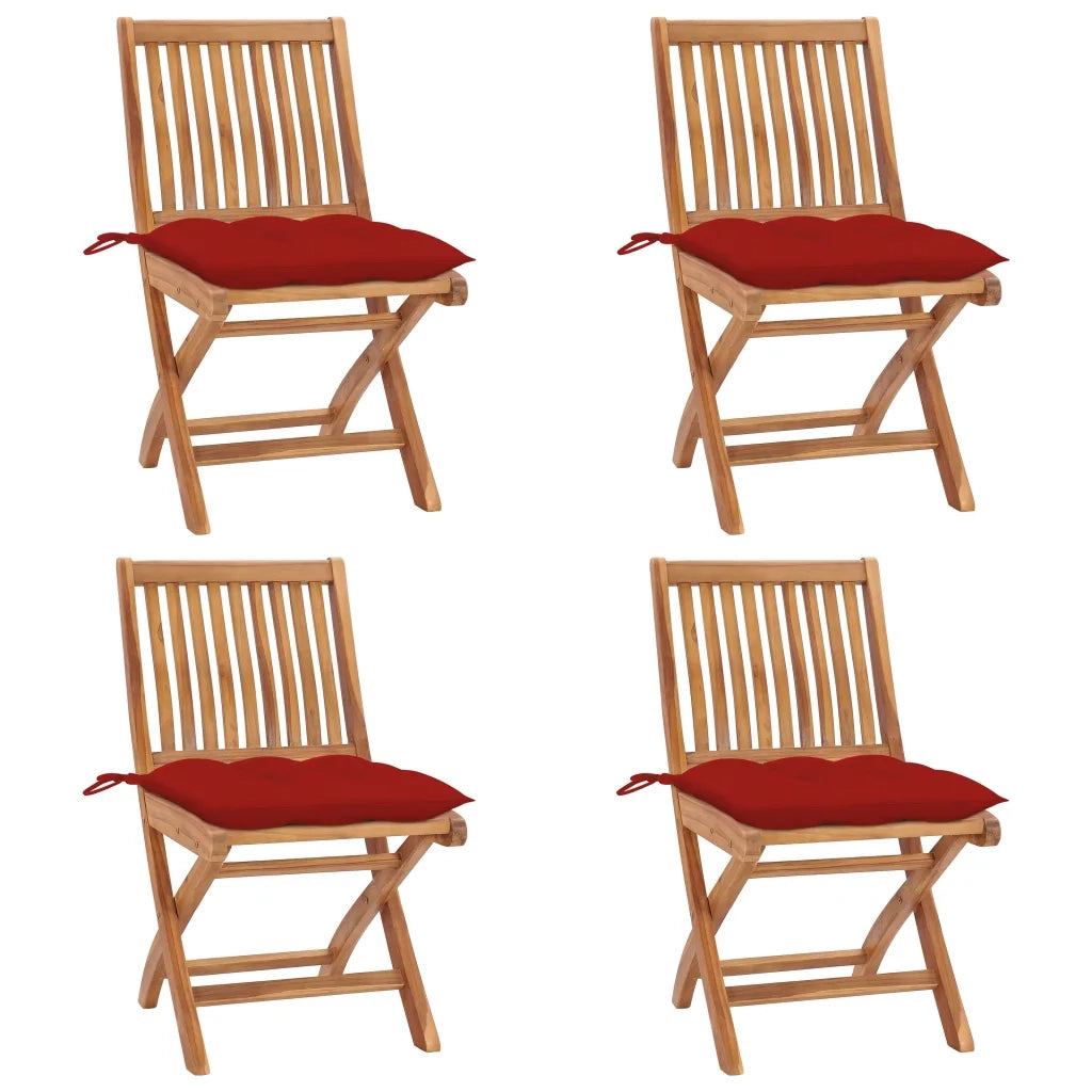 Sedie da Giardino Pieghevoli con Cuscini 4 pz Massello di Teak cod mxl 67236