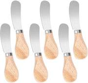 Set di 6 coltelli per burro, coltelli in acciaio inossidabile con impugnatura in legno, piccoli coltelli per burro, marmellata e altro - compatto e duraturo