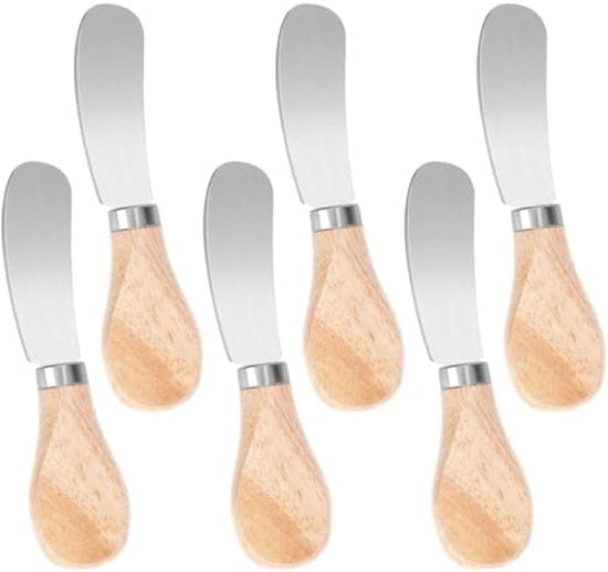Set di 6 coltelli per burro, coltelli in acciaio inossidabile con impugnatura in legno, piccoli coltelli per burro, marmellata e altro - compatto e duraturo