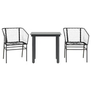 Set Mobili da Pranzo per Giardino 3 pz | Set Salotto da Giardino Nero Polyrattan Vetro