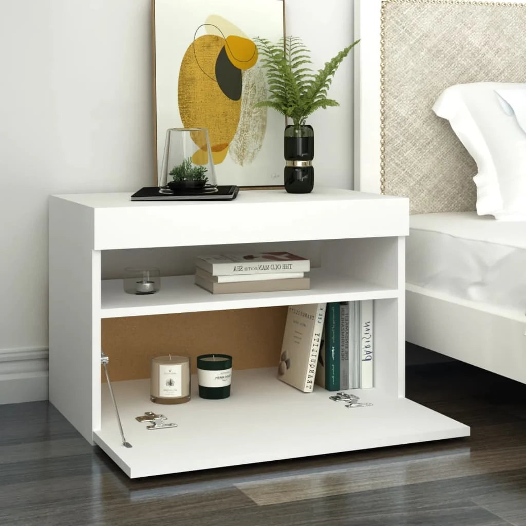 Mobile TV multimediale scaffale TV credenza mobile TV per sala da pranzo soggiorno camera da letto con luci LED 60 x 35 x 40 cm bianco 02_0026608