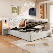 LETTO Imbottito 180x200 cm Beige in lino e MDF con testiera integrata