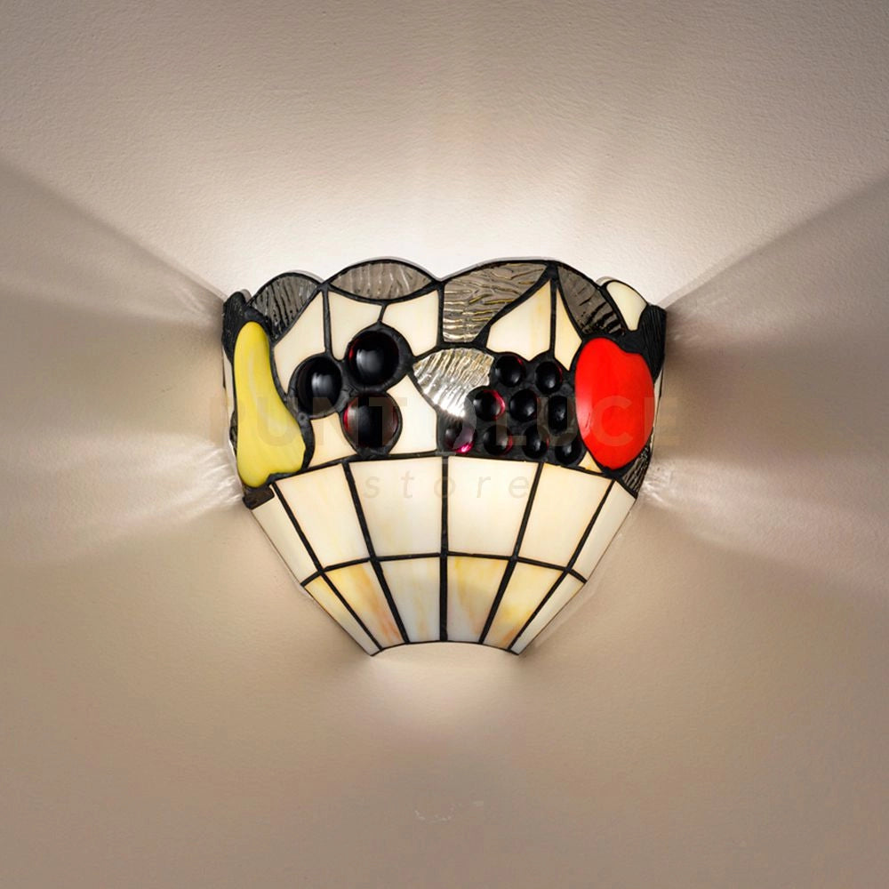 APPLIQUE FRUIT IN VETRO TIFFANY H.18X25X12 1 LUCE ATTACCO E27