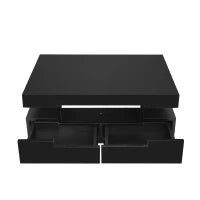 Tavolino da Salotto con Striscia LED Integrata, 4 Cassetti Frontali e Posteriori, Nero