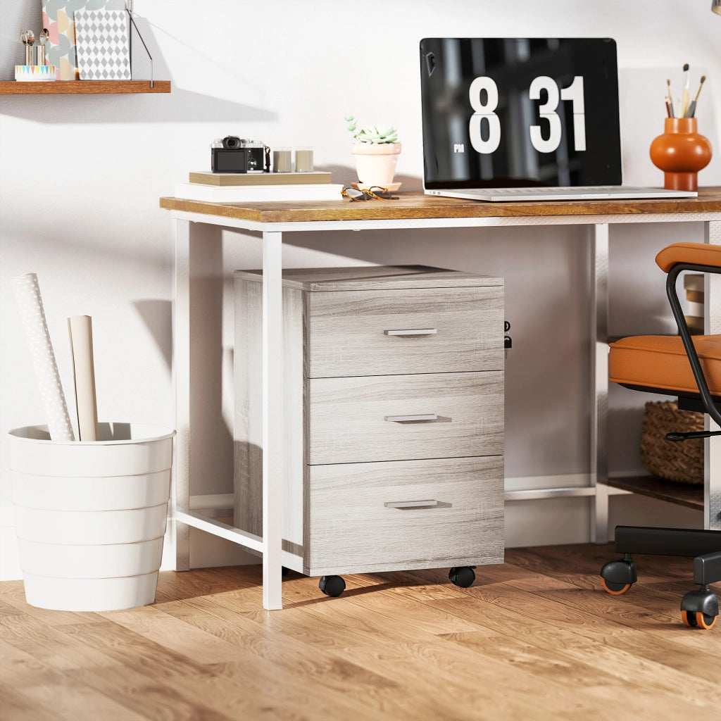 Scrivania con cassettiera a rotelle ¨C zephmum ¨C grigio 40x40x61,5 cm