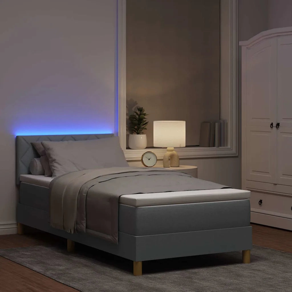 Letto a Sorgente LED con led Grigio chiaro 100 x 200 cm Tessuto