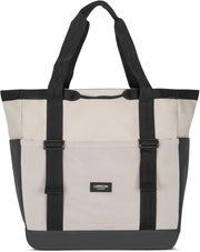 Borsa da Spiaggia Beige Grigio - Smilla - Borsa da Spiaggia con Cerniera - Borsa per Shopping Donna e Uomo - Spiaggia per Famiglia - Borsa per Spesa realizzata con PET Riciclato