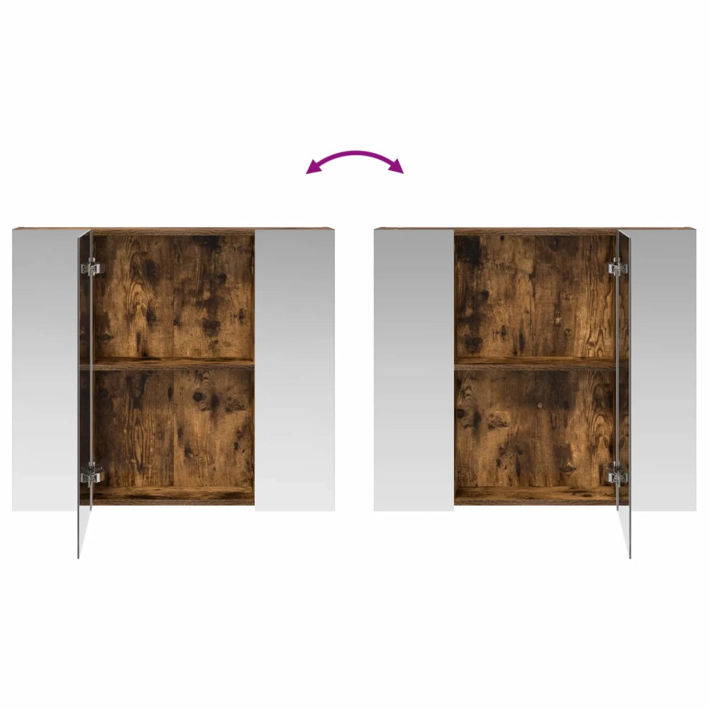 Mobiletto per specchio da bagno Rovere fumé 80 x 14.5 x 70 cm