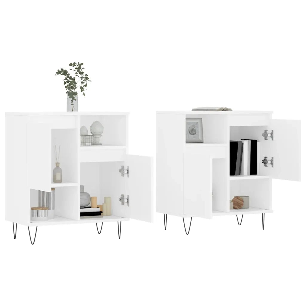 Credenze 2 pz | Madia | Buffet da pranzo | Armadio da pranzo Bianche in Legno Multistrato