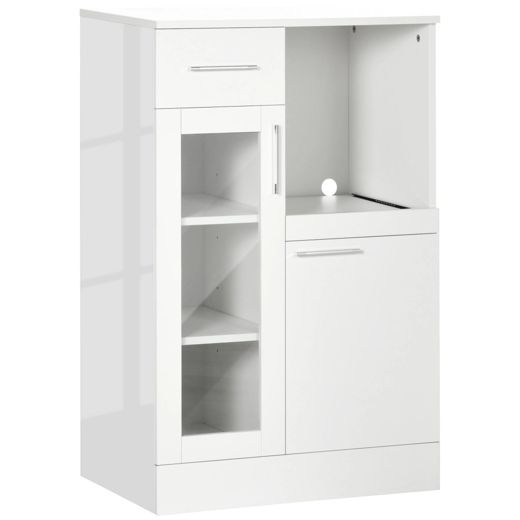 EasyComfort Credenza Moderna con Armadietti e Cassetto in Legno e Vetro, 60x40x95cm, Bianco