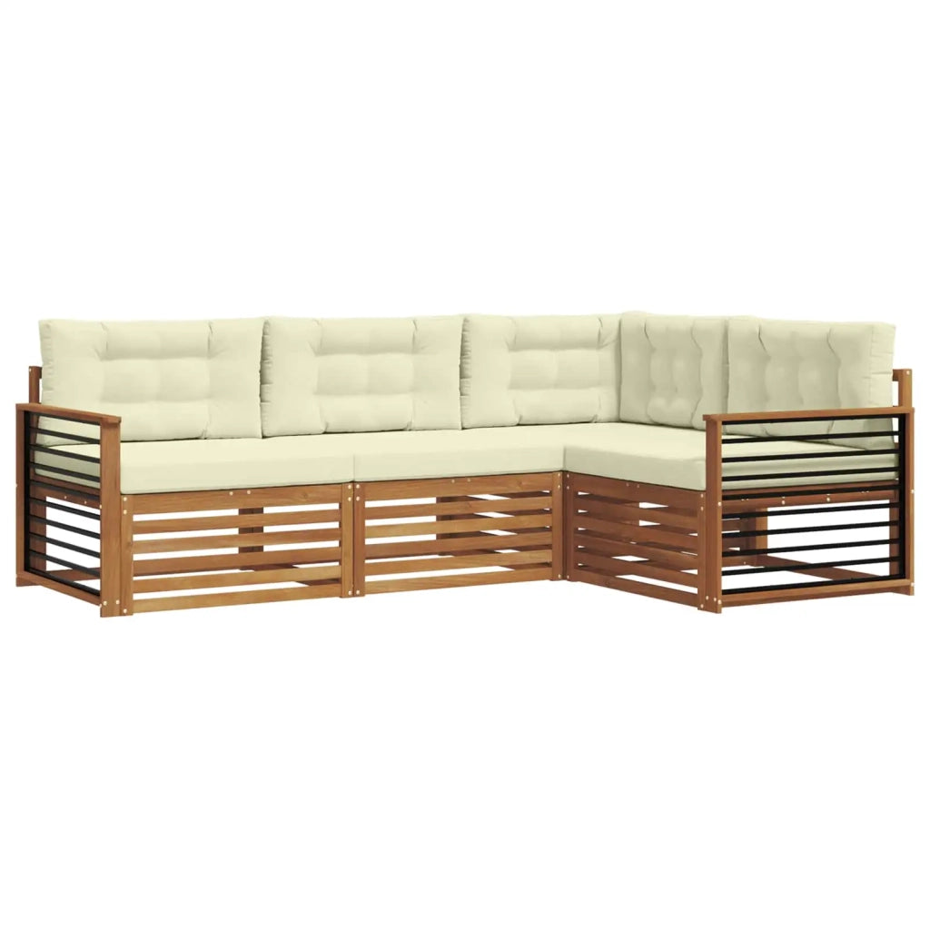 Set di divani da esterno con cuscino 4 pcs Naturale e Crema 3373390