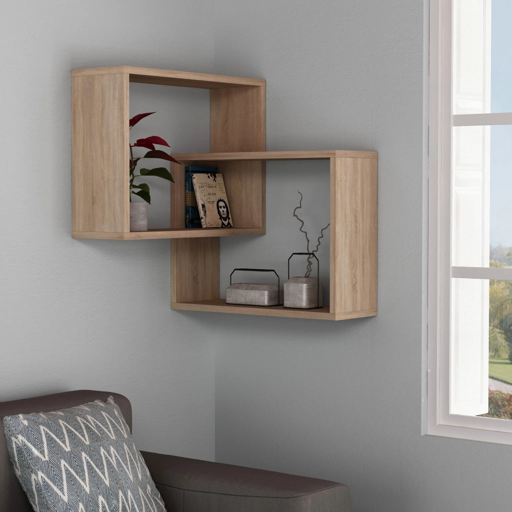 Mensola da parete in legno "Ring" - 68 x 60 x 68 cm - Rovere Sonoma