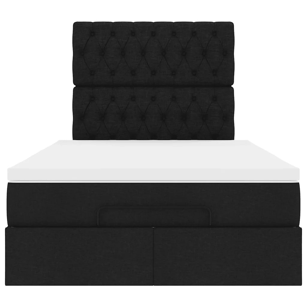 Struttura Letto Pouf con Materasso Nero 120x200 cm in Tessuto 3313232