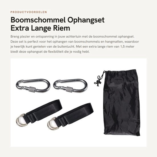 Ophangset con cavo in nylon di 1,5 metri - chiusura a carabina - oscillatore a sospensione - attrezzatura per lettini oscillanti - cinture oscillanti in nylon con carico di 2000 kg