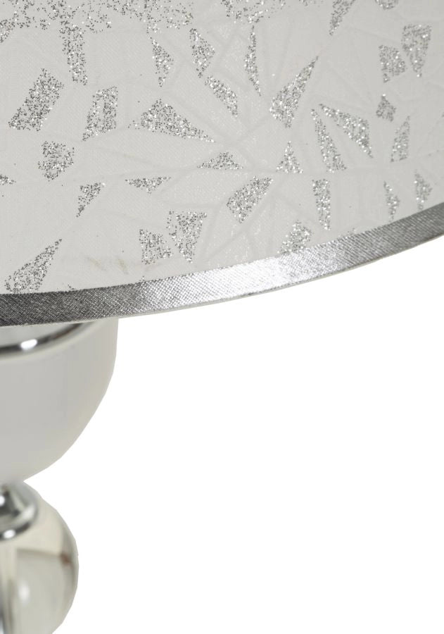 Lampada da Terra Kody Ø40x158 cm in Ferro e Tessuto Argento e Bianco