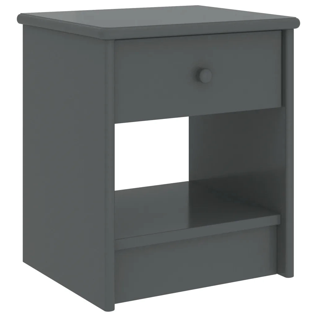 Comodino Grigio Scuro 35x30x40 cm in Legno Massello di Pino cod mxl 30486