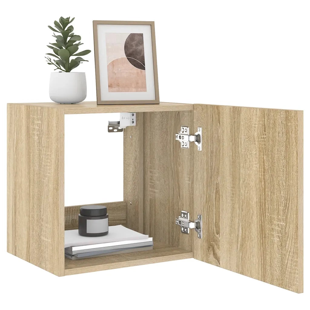Mobile TV a Parete con Luci LED Rovere Sonoma 40,5x35x40 cm 837250