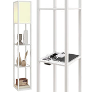 Lampada da Terra con Ripiani ¨C Xylo ¨C Luce Regolabile, USB, Interruttore a Pedale, Bianco