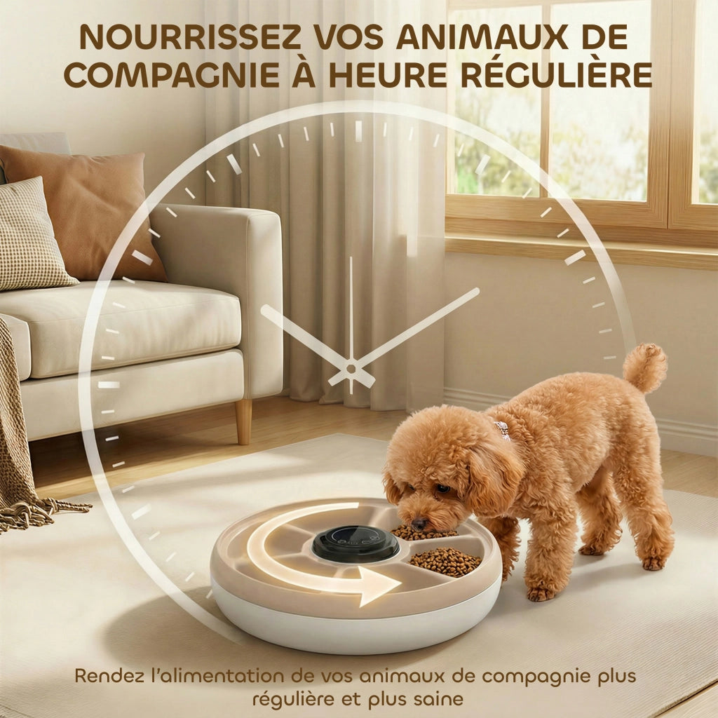 Distributore Automatico Cibo per Animali 6 Porzioni ¨C Xylo ¨C 31,5 x 31,5 x 8,3 cm Bianco