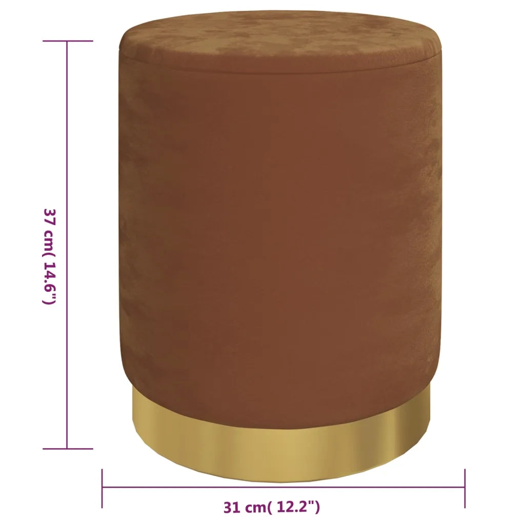 Sgabello Rotondo con Contenitore Marrone in Velluto 31 x 37 cm CFW7373731