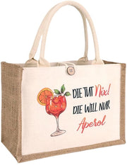 Borsa di juta - Non fa assolutamente nulla! Vuole solo Aperol - Borsa per spesa, borsa di regalo, shopper di juta con sacchetto di cotone, set di regalo per donne, colleghi