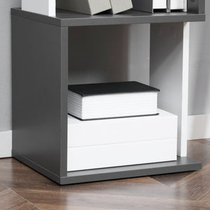 Libreria Moderna Salvaspazio a 5 Ripiani 33x28x161 cm in Legno Grigio e Bianco