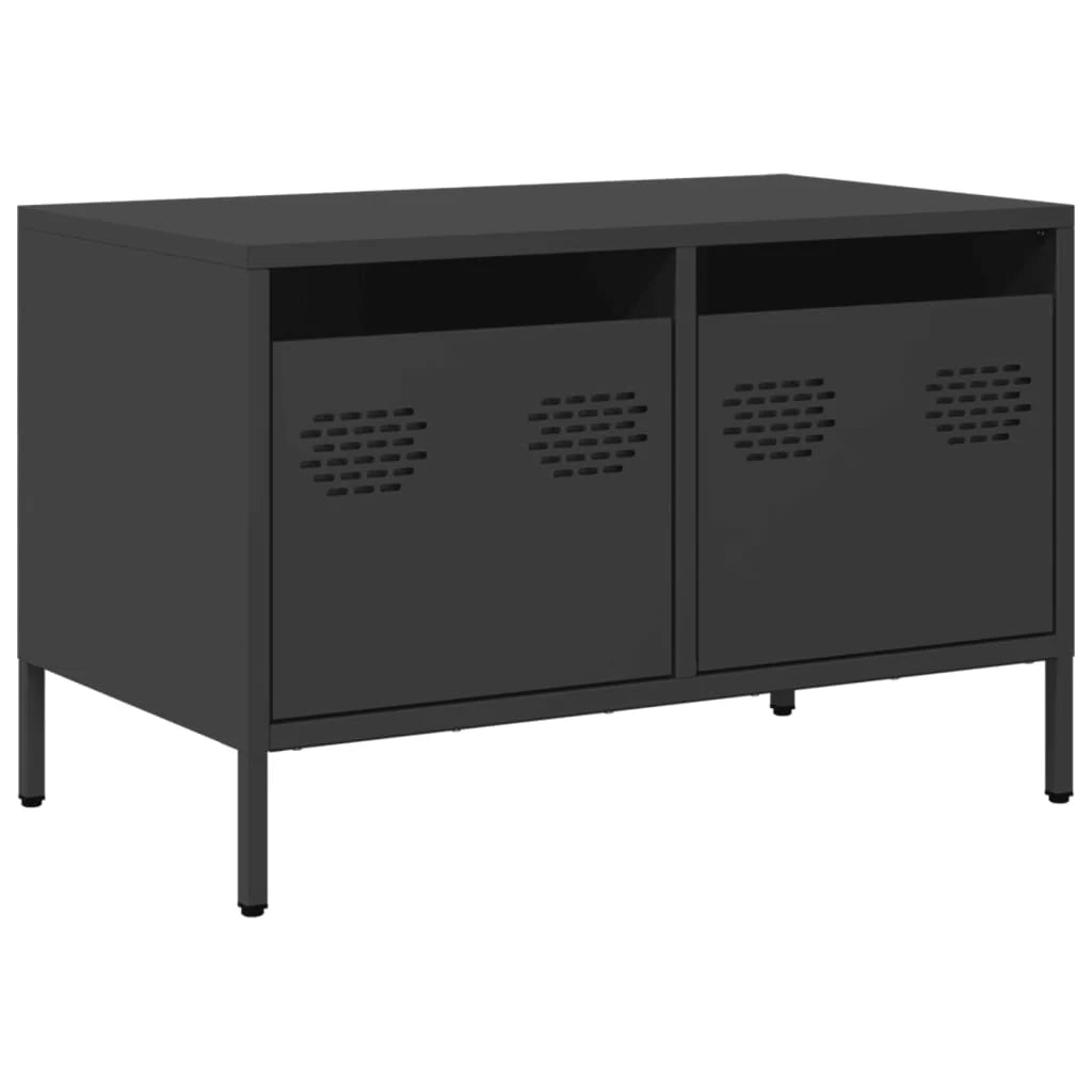 Mobile TV multimediale mensola TV credenza TV adatto per sala da pranzo soggiorno camera da letto 68 x 39 x 43,5 cm acciaio laminato a freddo nero 02_0026154
