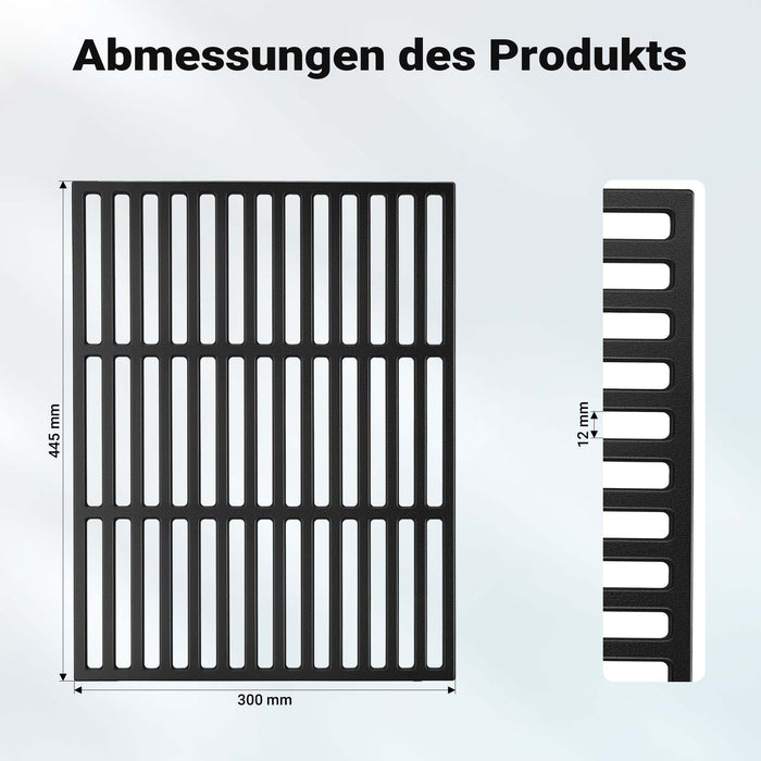 Griglia in ghisa per camino 30 x 44,5 cm, griglia in ghisa per barbecue a carbone e a gas, piastra in ghisa per carne, pesce, verdure