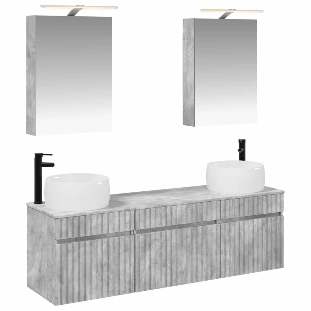 Set di Armadi da Bagno 5 pcs Grigio Cemento 50 x 14,5 x 70 cm 3406634