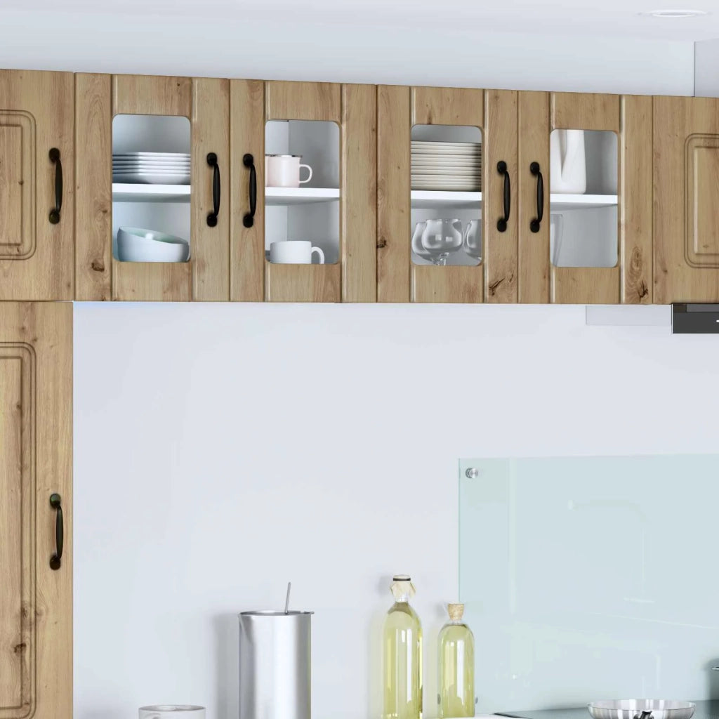 Pensile da cucina | Mobile in vetro da parete LUCCA Rovere Artigianale