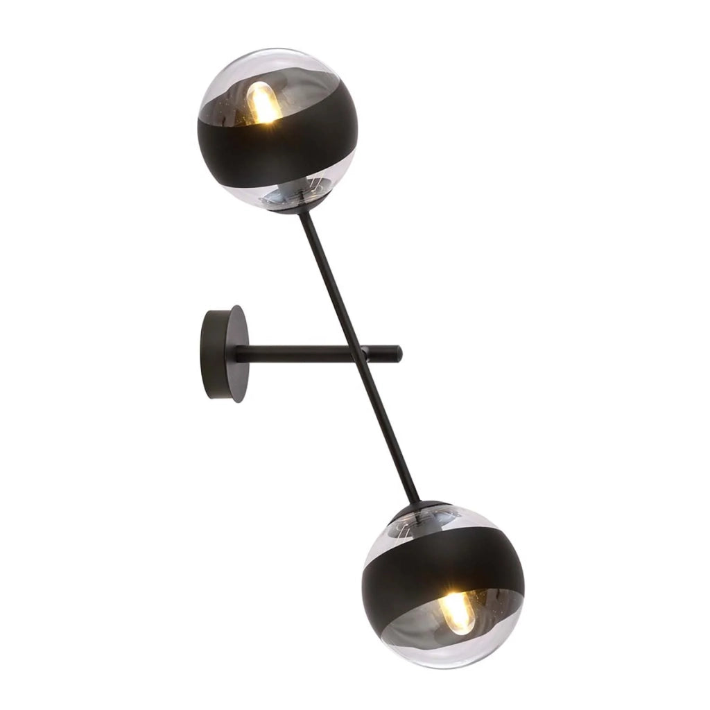 Applique Contemporaneo Yama Acciaio Nero 2 Luci E14 Ip20