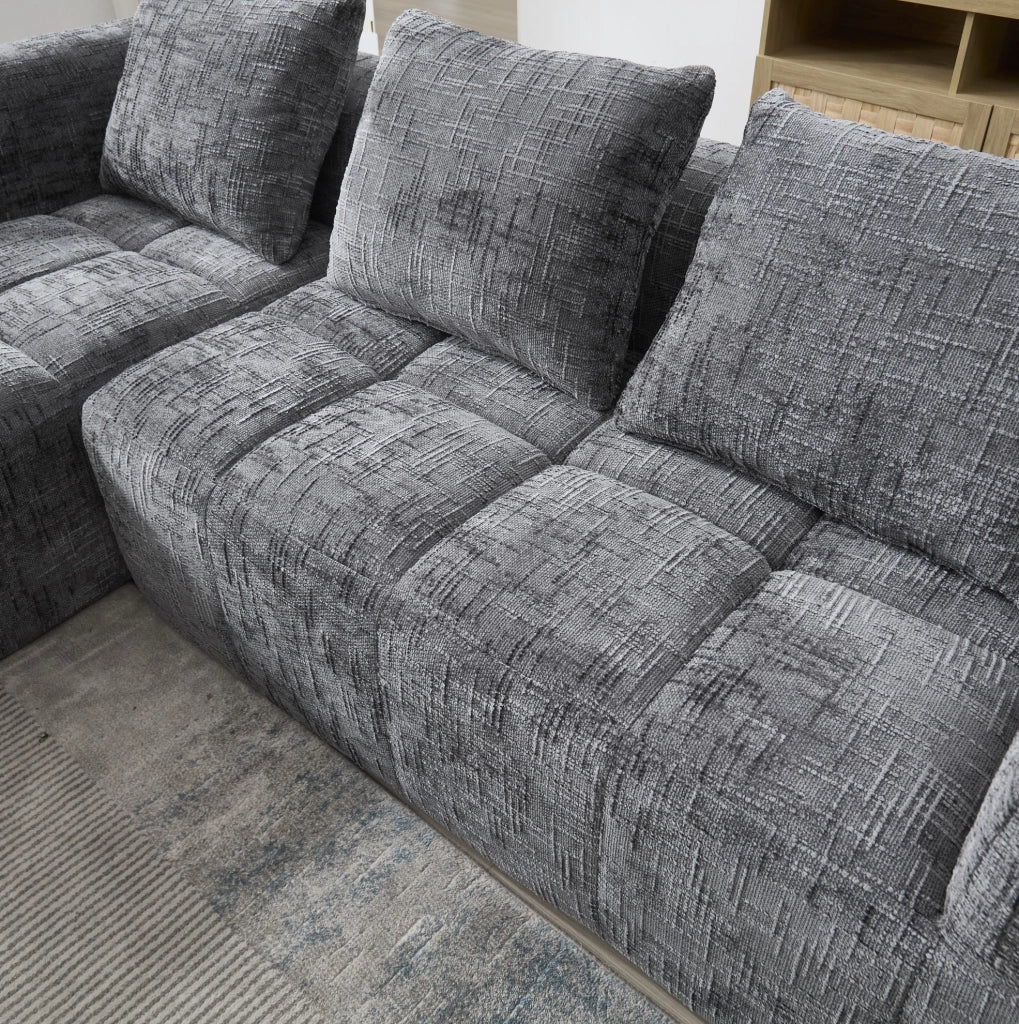 Divano angolare 250x158x60 cm senza installazione in chenille grigio