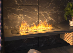 Bruciatore a Bioetanolo da Incasso 120x32x15 cm Insert Slim 1200 Nero con Vetro