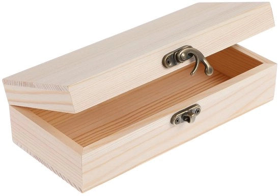 Scatola in legno senza verniciatura - Scatola in legno - Coperchio scorrevole - Progetto di fai da te - Cassetto per gioielli - Dimensioni 18x7,8x4,9cm - Scatola di conservazione