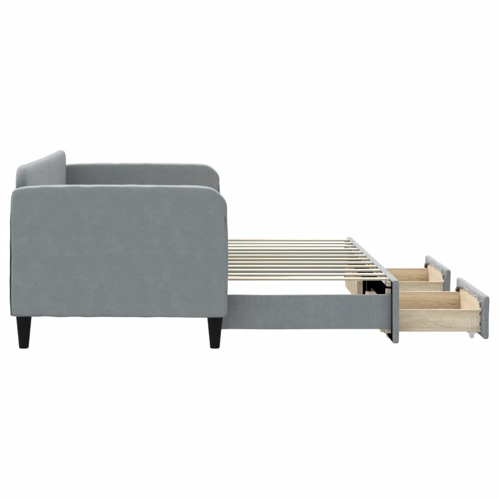 Divano Letto Estraibile Cassetti Grigio Chiaro 80x200cm Tessuto 3196847