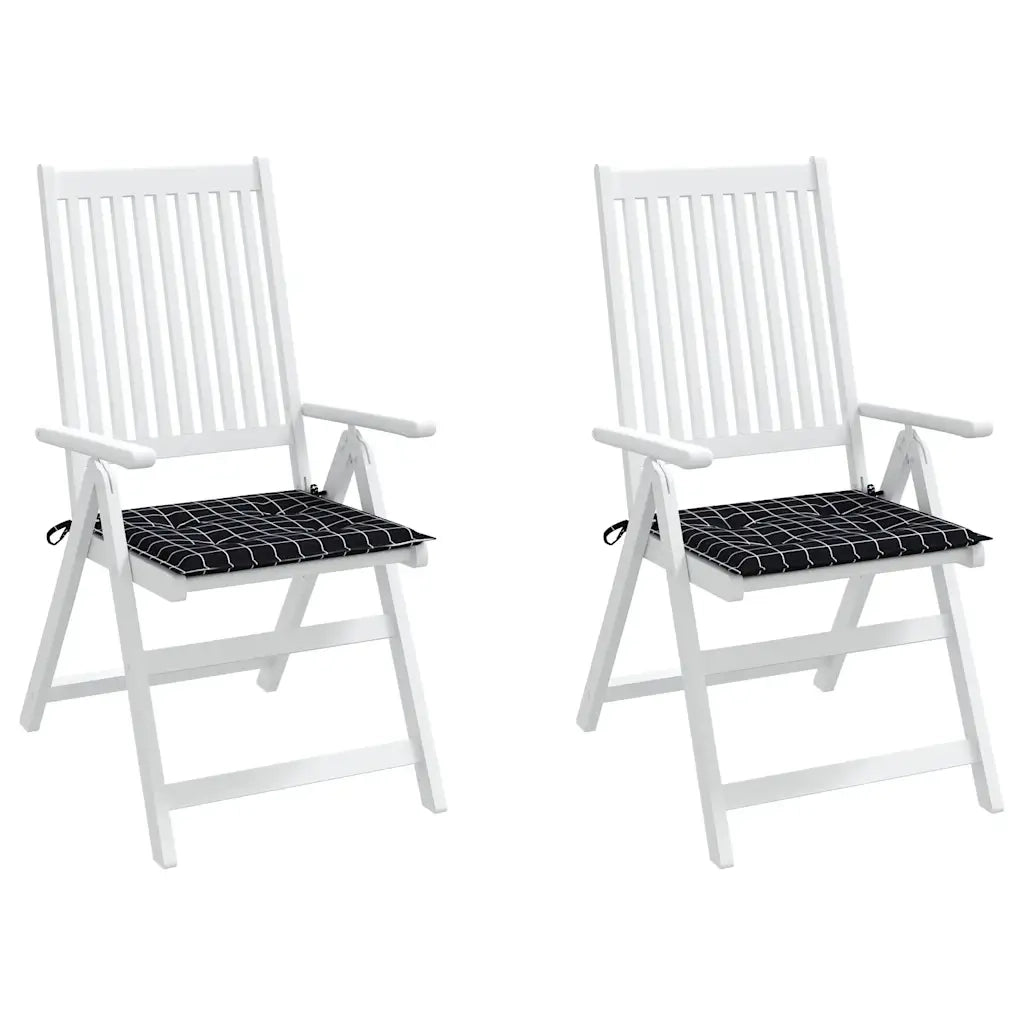 Cuscini Sedia 2 pz Motivo a Quadri Nero 40x40x3 cm in Tessuto 361014
