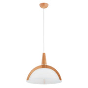 Lampada a sospensione KLAN legno chiaro vetro bianco E27