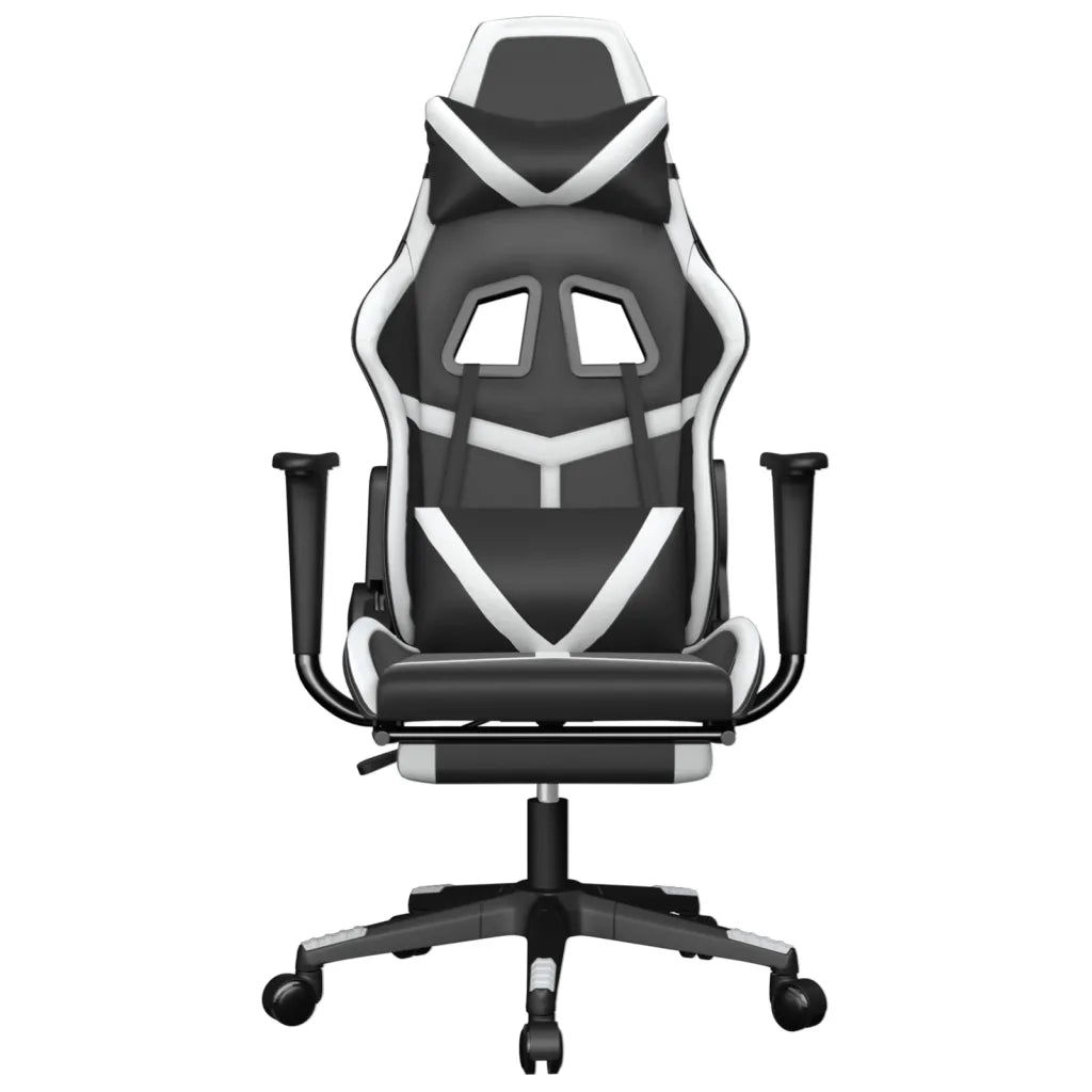 vidaXL Sedia da Gaming con Poggiapiedi Nero e Bianco in Similpelle