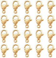 Chiusura a forma di pistola di caccia in acciaio inox 304 - 100 pezzi - dorata 24 carati - con attivatore a forma di pappagallo - chiusura per gioielli - dimensioni 9 x 5 x 2,5 mm