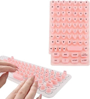 Sticker anti-slip per tastiera per unghie lunghe, copertura morbida per tastiera in silicone con lettere, adatto per computer da scrivania - Rosa