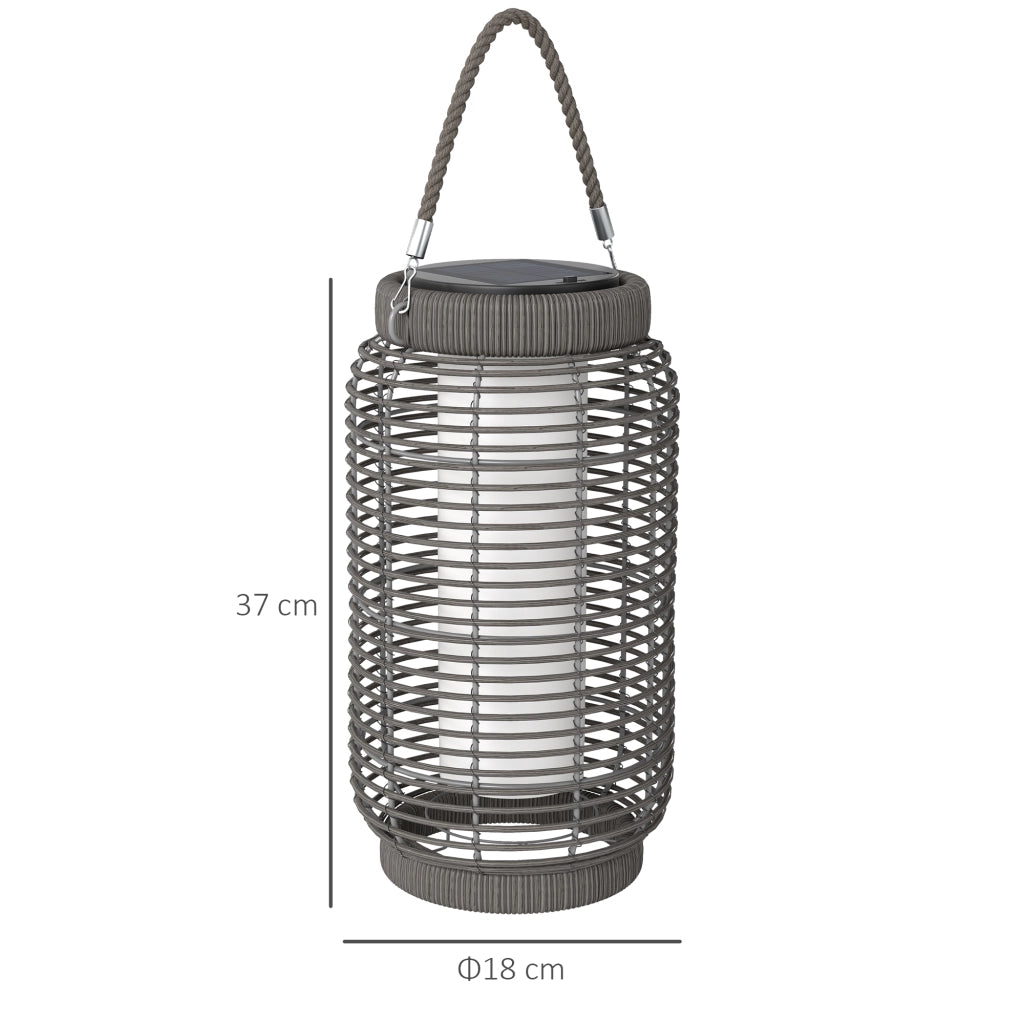 Lampione Solare da Esterno in Resina Intrecciato Grigio ¨C zephmum ¨C Acciaio, LED