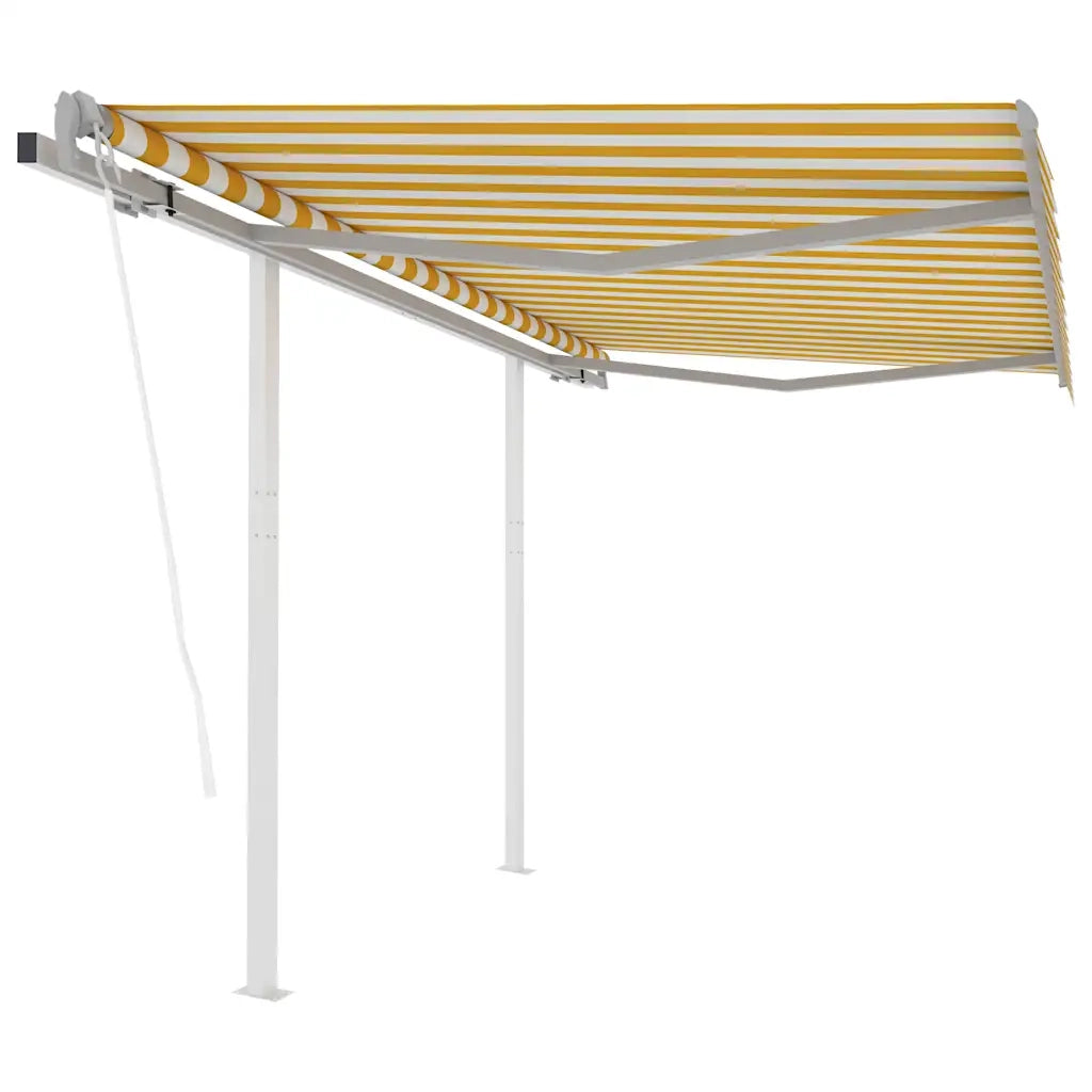 Tenda da Sole Retrattile Automatica e Pali 3x2,5m Gialla Bianca 3069908