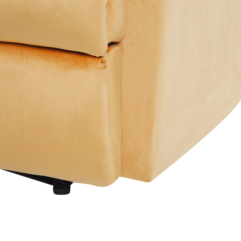 Poltrona reclinabile con rivestimento in velluto giallo Push-Back con schienale e poggiapiedi regolabili manualmente Poltrona dal design retrò