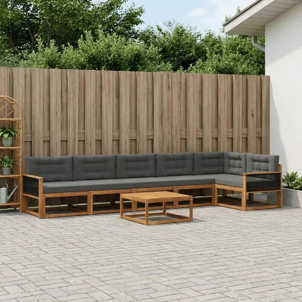 Set di divani da esterno con cuscino 7 pcs Naturale e Antracite 3382625