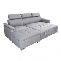 Divano Letto Derrick 234x148x84 cm in Tessuto Grigio chiaro